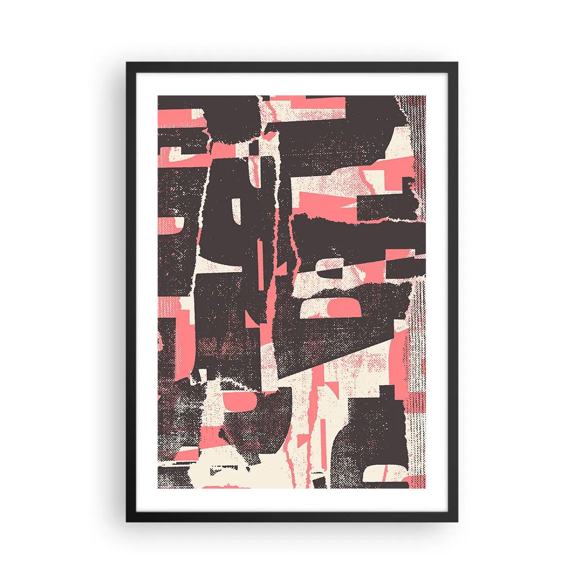 Plakat w czarnej ramie - Dynamiczna abstrakcja w odcieniach czerwieni i czerni - 50x70cm - Cały ten zgiełk - Nowoczesna dekoracja ścienna do salonu i sypialni ARTTOR
