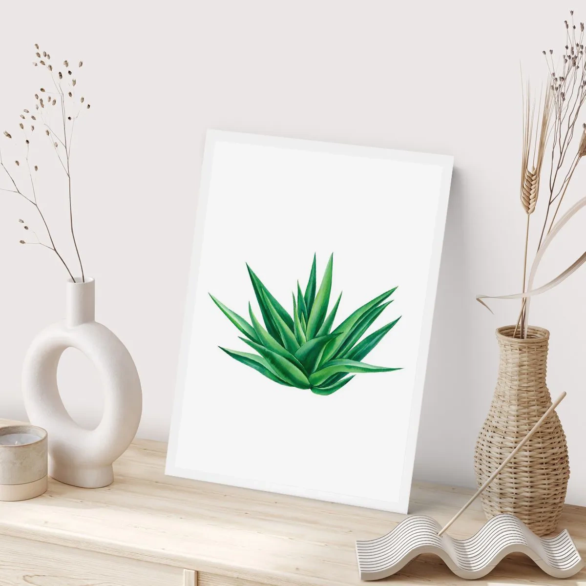 Plakat - Minimalistyczna ilustracja zielonej rośliny - 50x70cm - Zieleń – siła – życie - Nowoczesna dekoracja ścienna do salonu, kuchni i sypialni ARTTOR