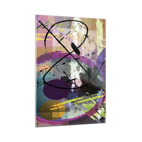 Obraz na szkle - Kolorowe abstrakcyjne formy i linie w dynamicznej kompozycji - 50x70cm - Można wprost lub naokoło - Nowoczesna dekoracja ścienna do salonu, kuchni i sypialni ARTTOR