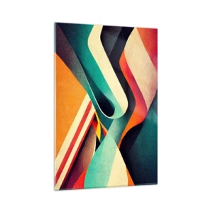 Obraz na szkle - Kolorowe fale abstrakcyjne w dynamicznej kompozycji - 80x120cm - Kompozycja intensywna - Nowoczesna dekoracja ścienna do salonu i sypialni ARTTOR