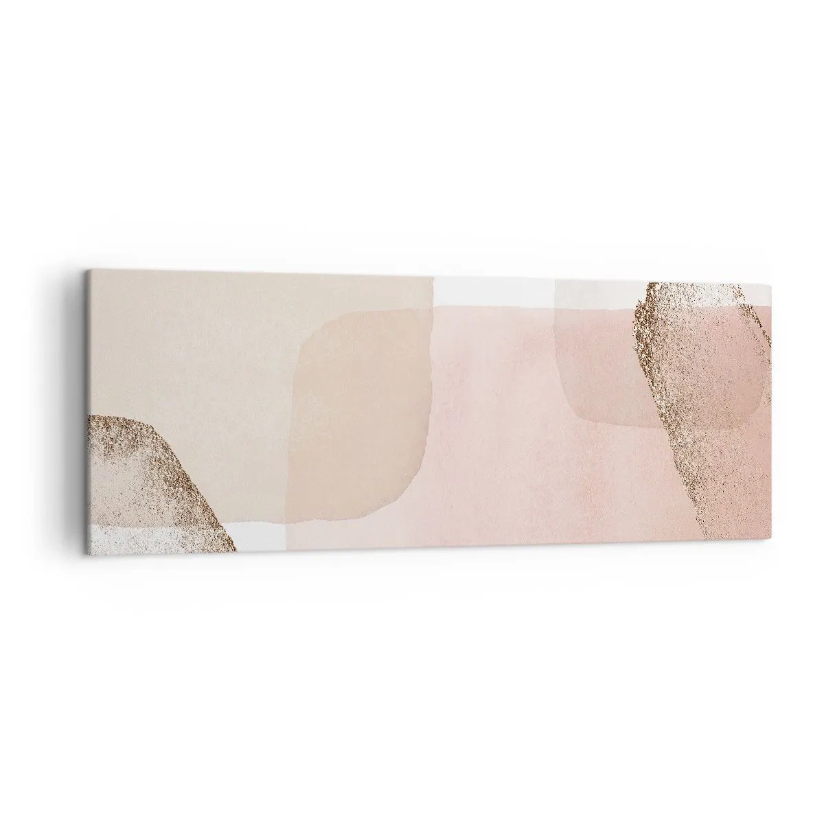 Obraz na płótnie - Pastelowe plamy z elementami złota - 140x50cm - Spojrzenie przez kolor - Nowoczesna dekoracja ścienna do salonu i sypialni ARTTOR