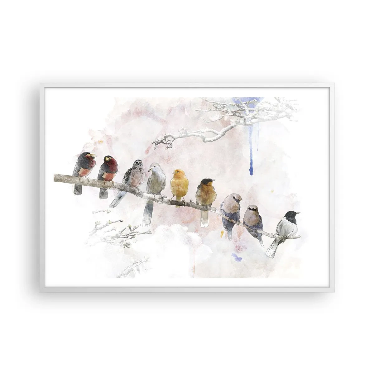 Plakat w białej ramie - Skrzydlate spotkanie - 100x70 cm