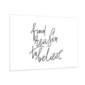 Obraz na szkle - Minimalistyczna typografia z inspirującym cytatem - 100x70cm - To możliwe - Nowoczesna dekoracja ścienna do salonu, kuchni i sypialni ARTTOR