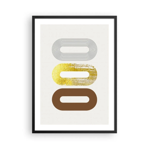 Plakat w czarnej ramie - Geometryczne formy w odcieniach złota, brązu i szarości - 50x70cm - Ooo! - Nowoczesna dekoracja ścienna do salonu i sypialni ARTTOR
