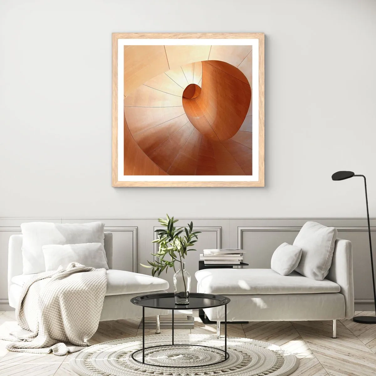 Plakat w ramie jasny dąb - Architektoniczna serpentyna - 40x40 cm