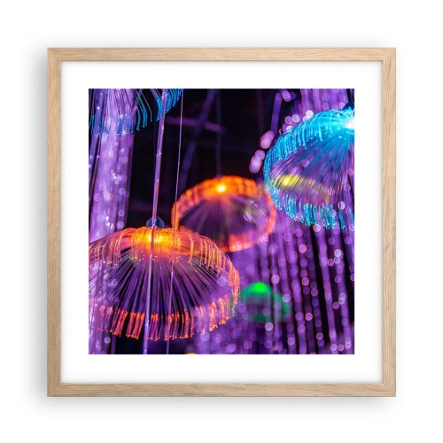 Plakat w ramie jasny dąb - Świetlna fontanna - 40x40 cm