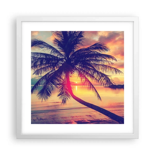 Plakat w białej ramie - Wieczór pod palmami - 40x40 cm
