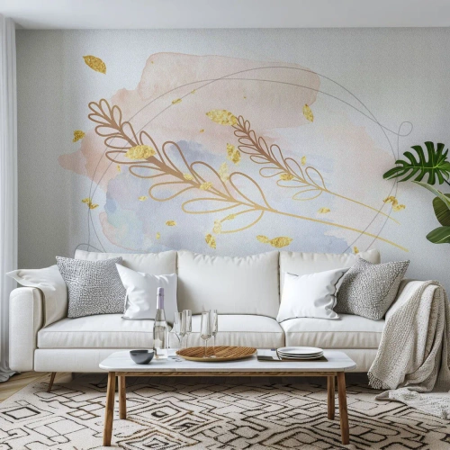 Fototapeta Premium Canvas - Złoty podmuch - Jasny, Minimalistyczny, Nowoczesny - 400x280 cm