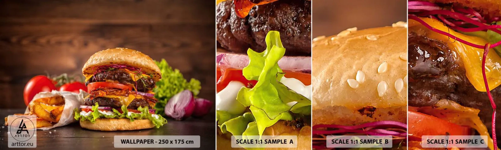 Fototapeta Próbka Samoprzylepna Deluxe Sticker - Zakazany owoc - Gastronomia, Hamburger, Burger - 100x30 cm