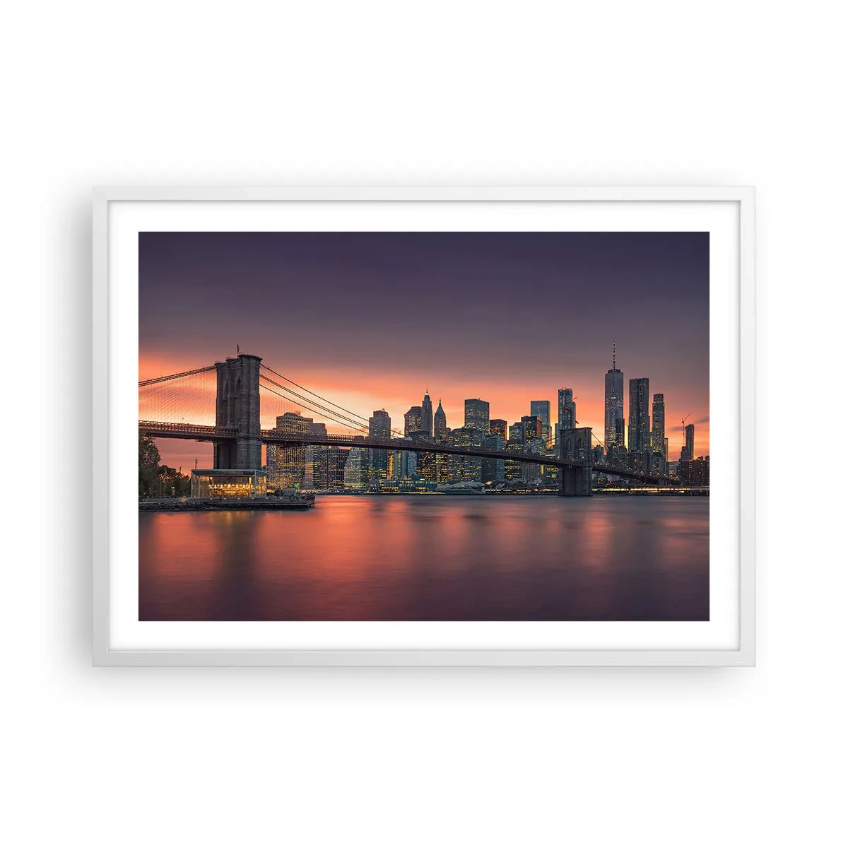 Plakat w białej ramie - Zatopione w  liliowej ciszy - 70x50 cm