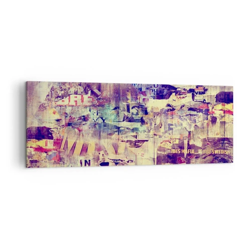 Obraz na płótnie - Kolorowy abstrakcyjny kolaż z tekstami i grafikami - 140x50cm - I tyle zostanie - Nowoczesna dekoracja ścienna do salonu i sypialni ARTTOR