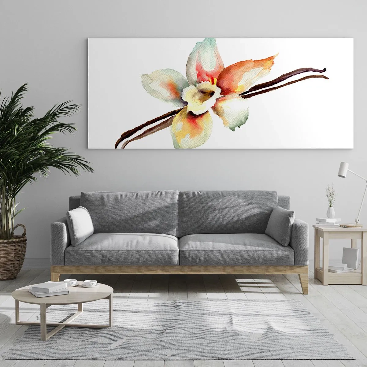 Obraz na szkle - Akwarelowa ilustracja kwiatowa w pastelowych barwach - 120x50cm - Rozlana farbką słodycz - Nowoczesna dekoracja ścienna do salonu i sypialni ARTTOR