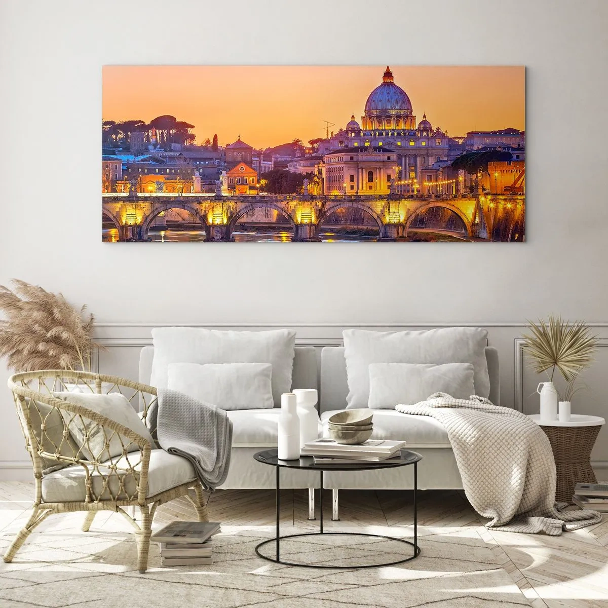 Obraz na szkle - Zmierzch nad Wiecznym Miastem - 100x40 cm