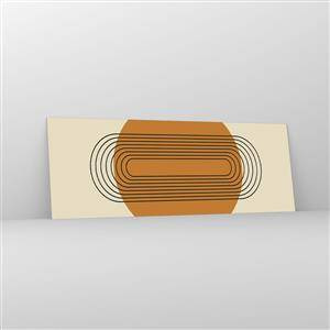 Obraz na szkle - Geometryczny wzór z pomarańczowym kołem i liniami - 140x50cm - Plan doskonały - Nowoczesna dekoracja ścienna do salonu i sypialni ARTTOR
