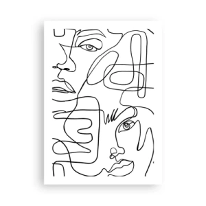 Plakat - Abstrakcyjne twarze narysowane jedną linią - 50x70cm - W splątanych emocjach - Nowoczesna dekoracja ścienna do salonu, kuchni i sypialni ARTTOR