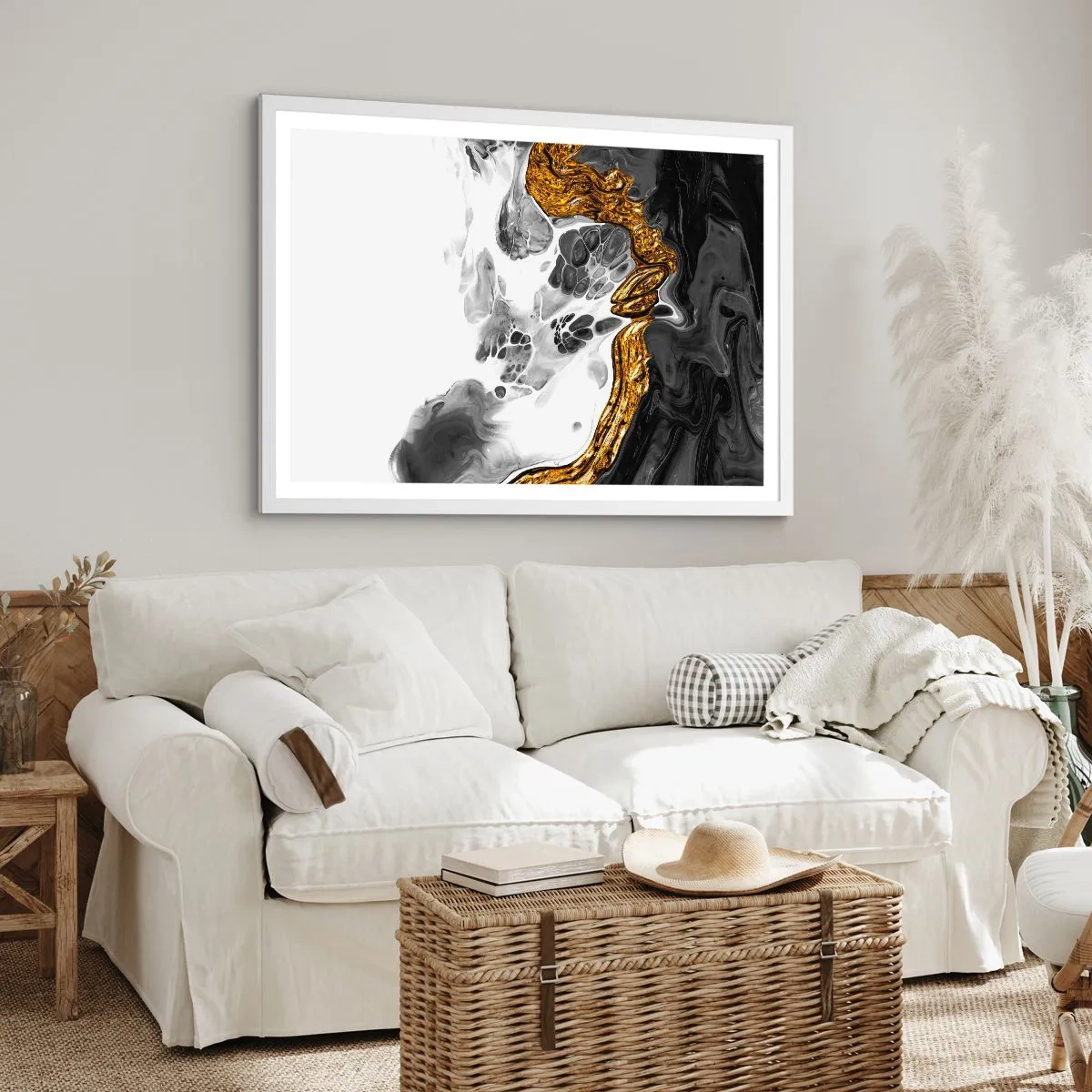 Plakat w białej ramie - Kompozycja organiczna - 70x50 cm