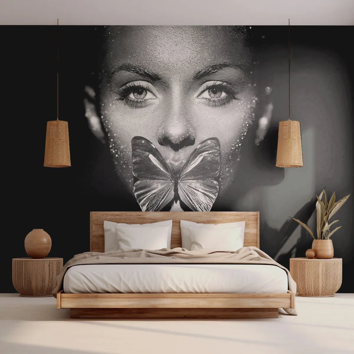 Fototapeta Samoprzylepna Deluxe Sticker - Motyli pocałunek - Abstrakcja, Kobieta, Motyl - 100x70 cm