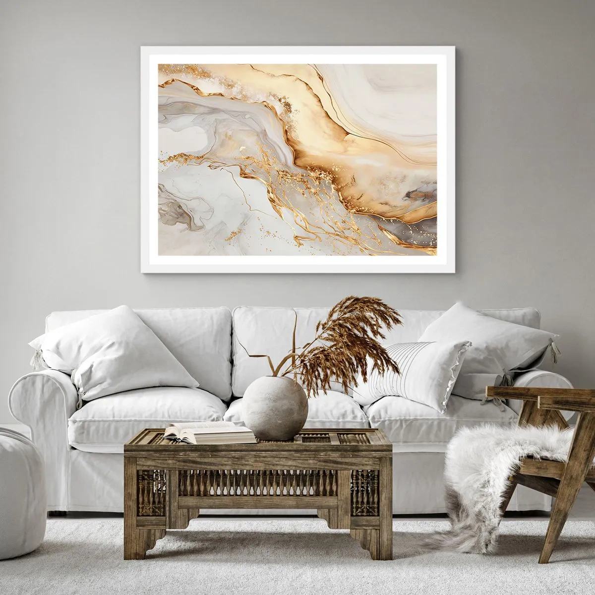 Plakat w białej ramie - Abstrakcja: piękno i dobro - 40x40 cm