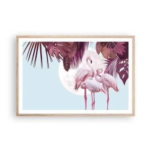 Plakat w ramie jasny dąb - Trzy ptasie gracje - 91x61 cm