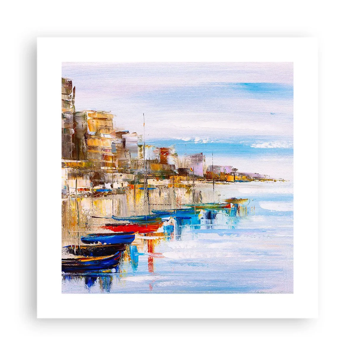 Plakat - Wielobarwna miejska przystań - 40x40 cm