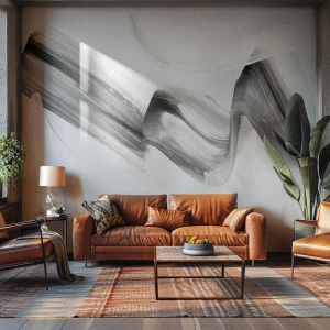 Fototapeta Premium Canvas - Abstrakcyjny czarno-biały pociągnięcie pędzla na jasnym tle - 100x70cm - Od niechcenia dla zabawy - Nowoczesna dekoracja ścienna do salonu i sypialni ARTTOR