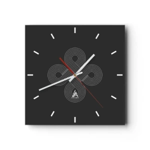 Zegar ścienny - Celtycki wzór w minimalistycznym stylu na czarnym tle - 30x30cm - W duchu celtyckim - Nowoczesna dekoracja ścienna do salonu i sypialni ARTTOR