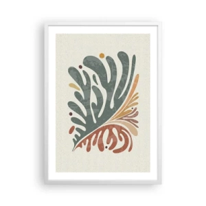 Plakat w białej ramie - Wielobarwny liść - 50x70 cm