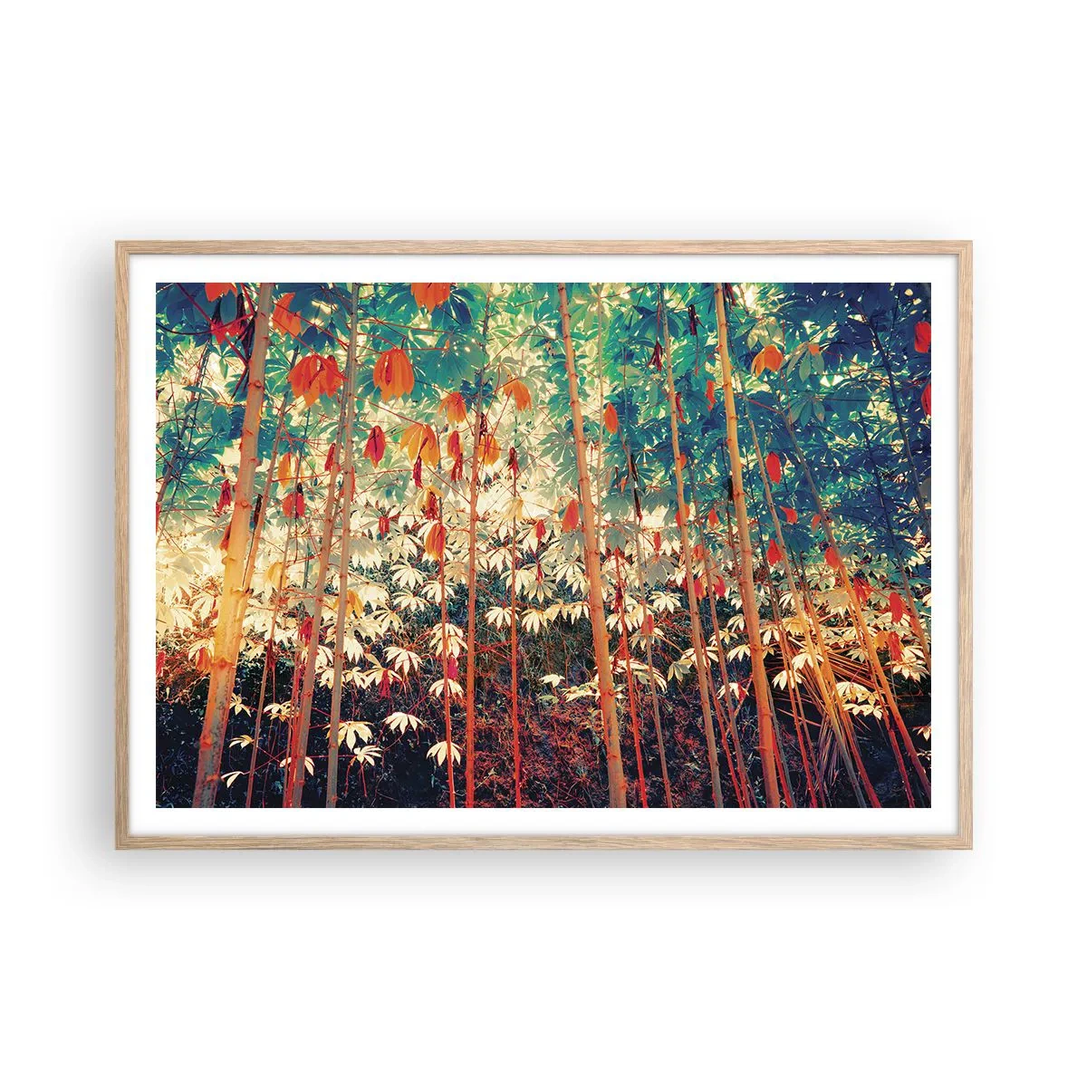 Plakat w ramie jasny dąb - Tajemne życie liści - 100x70 cm