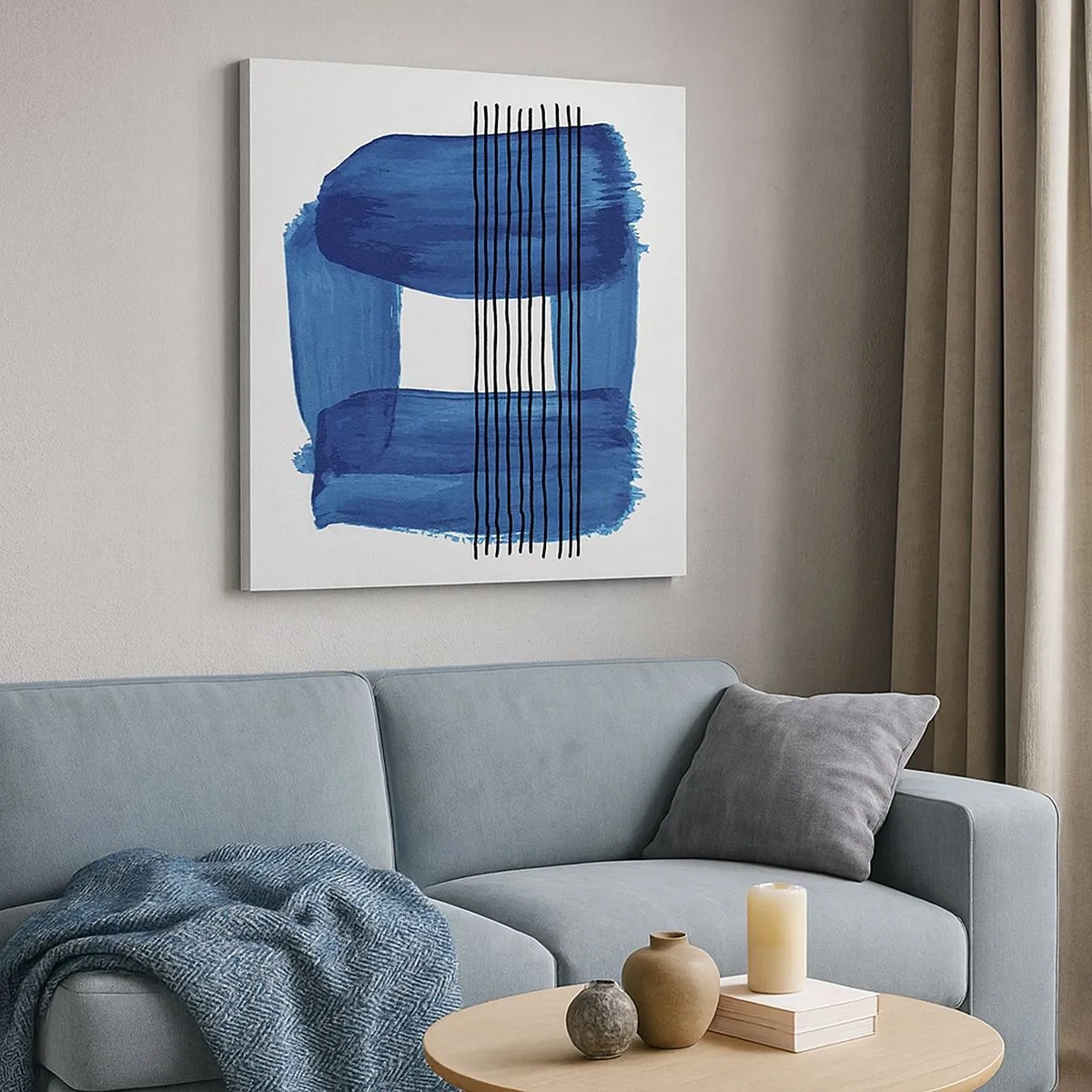 Obraz na płótnie - Niebiesko-czarna kompozycja - 30x30 cm