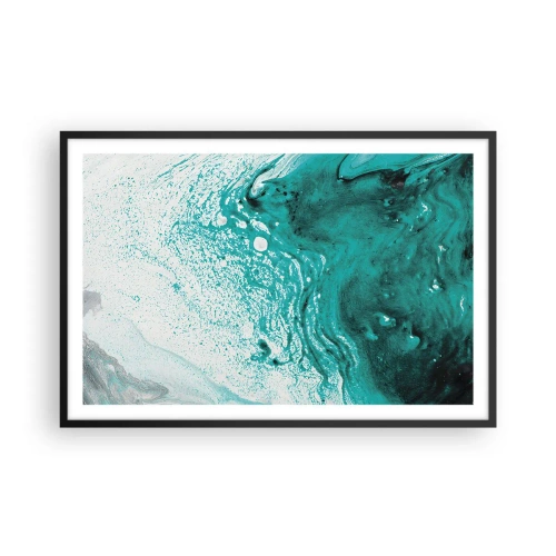 Plakat w czarnej ramie - Rozpłynąć się w bieli i turkusie - 91x61 cm
