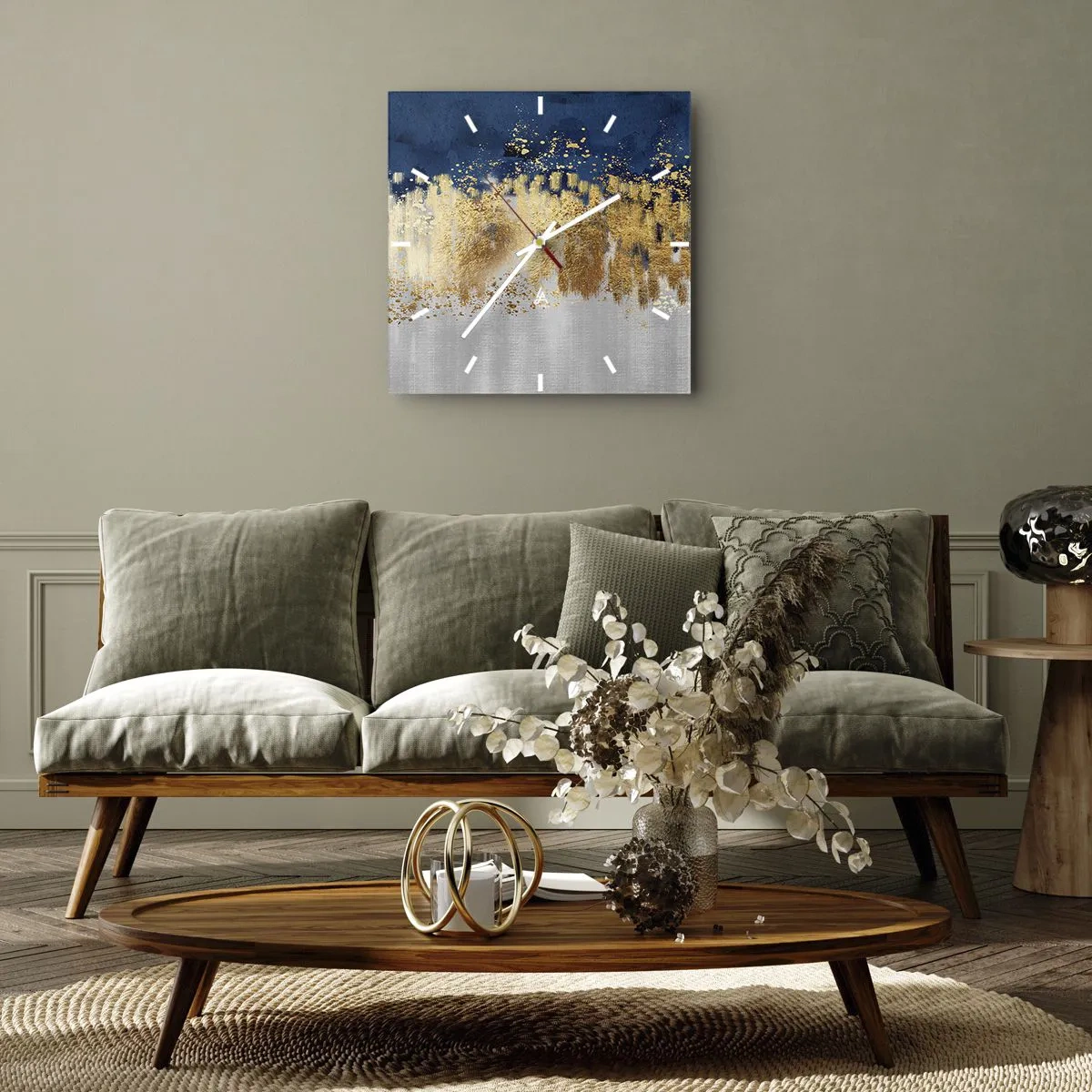 Zegar ścienny - Nowoczesna kompozycja z błyskiem - 30x30 cm