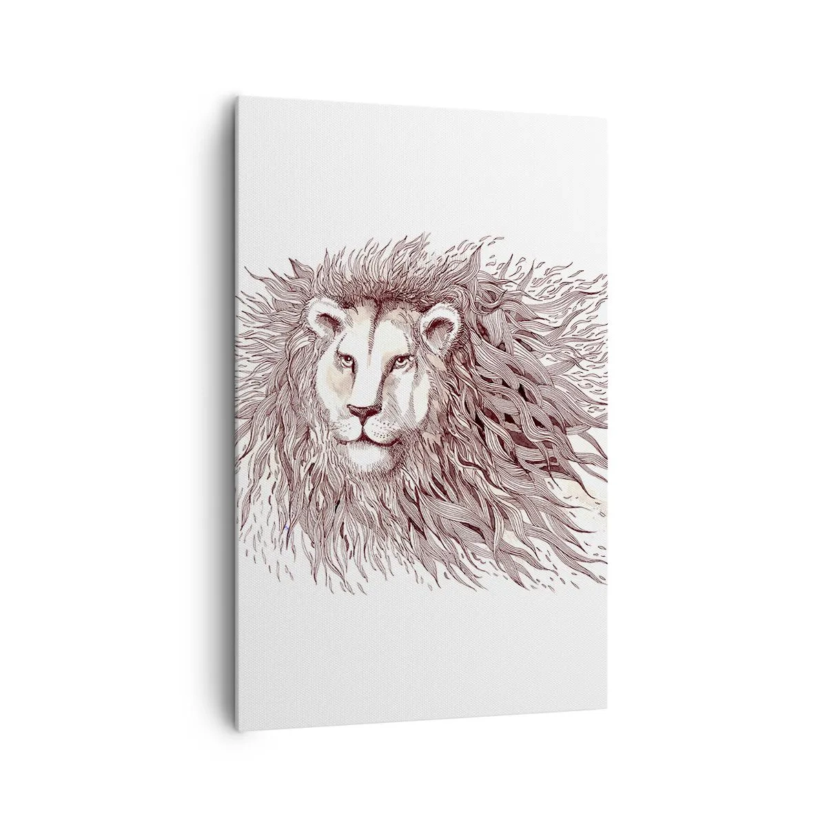 Obraz na płótnie - Artystyczna akwarela lwa z detaliczną grzywą - 80x120cm - Płomienny władca - Nowoczesna dekoracja ścienna do salonu i sypialni ARTTOR