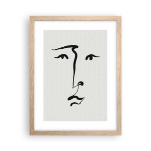 Plakat w ramie jasny dąb - Portret jedną kreską - 30x40 cm