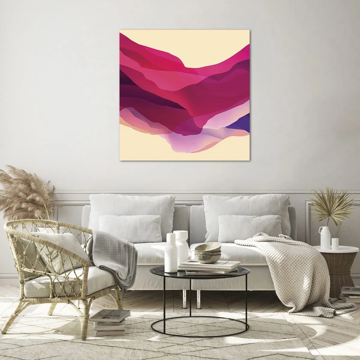 Obraz na szkle - Fale purpury - 50x50 cm