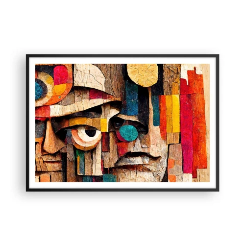 Plakat w czarnej ramie - Abstrakcyjne twarze w intensywnych kolorach - 100x70cm - Widzę cię… - Nowoczesna dekoracja ścienna do salonu i sypialni ARTTOR