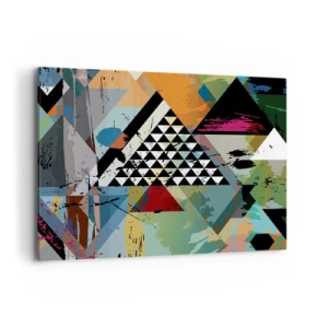 Obraz na płótnie - Abstrakcyjna kompozycja geometrycznych kształtów i barw - 100x70cm - Jakie to proste - Nowoczesna dekoracja ścienna do salonu, kuchni i sypialni ARTTOR