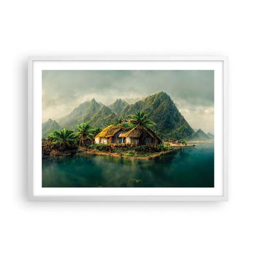 Plakat w białej ramie - Tropikalny raj - 70x50 cm