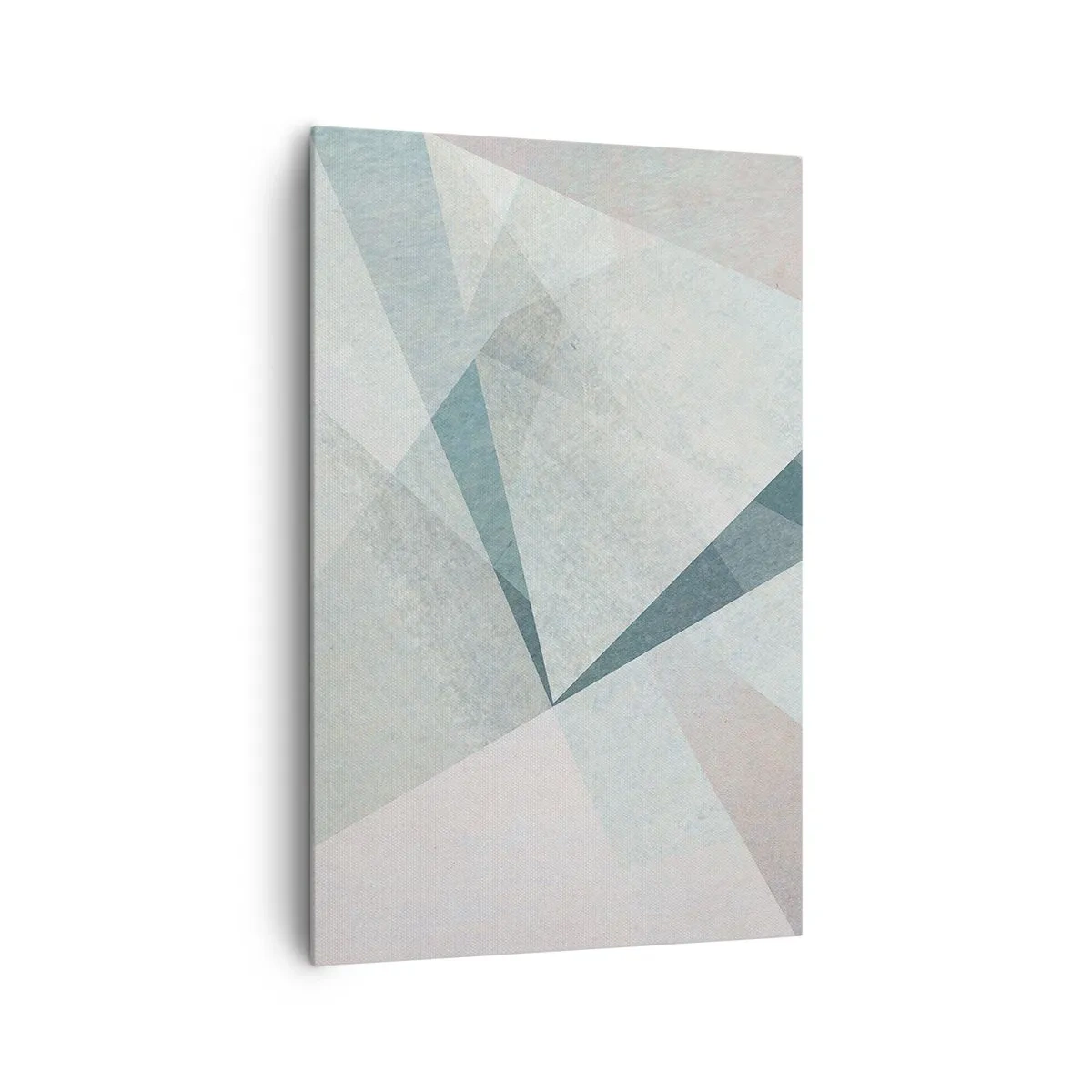 Obraz na płótnie - Geometryczne kształty w pastelowych odcieniach błękitu i szarości - 80x120cm - Spokojnie choć dynamicznie - Nowoczesna dekoracja ścienna do salonu i sypialni ARTTOR