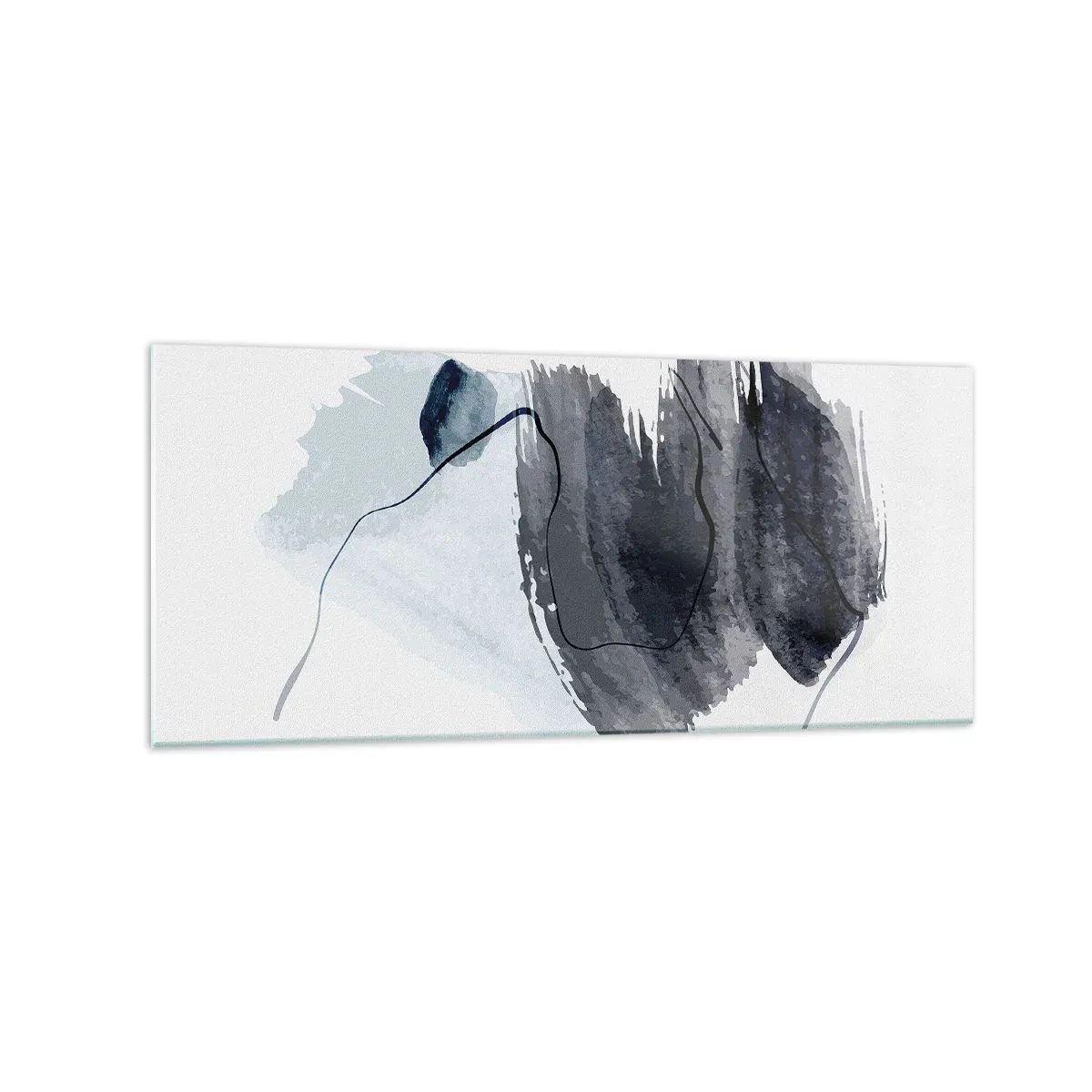 Obraz na szkle - Abstrakcyjna kompozycja w odcieniach szarości i błękitu - 120x50cm - Intensywność i ruch - Nowoczesna dekoracja ścienna do salonu i sypialni ARTTOR