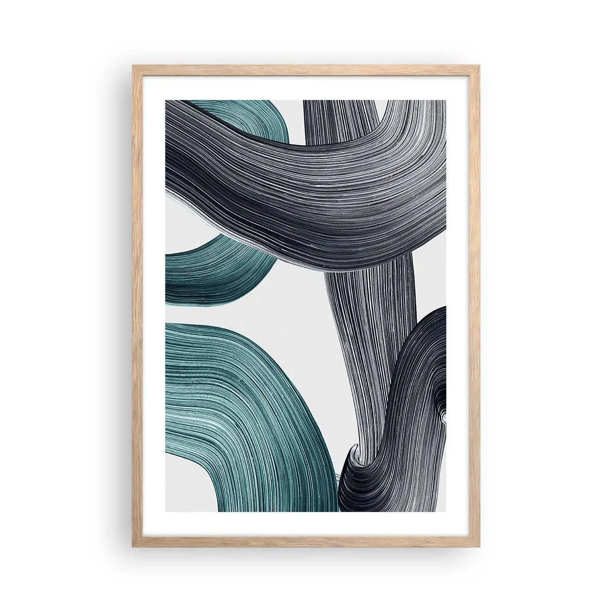 Plakat w ramie jasny dąb - Szmaragdowe i czarne szlaki - 50x70 cm