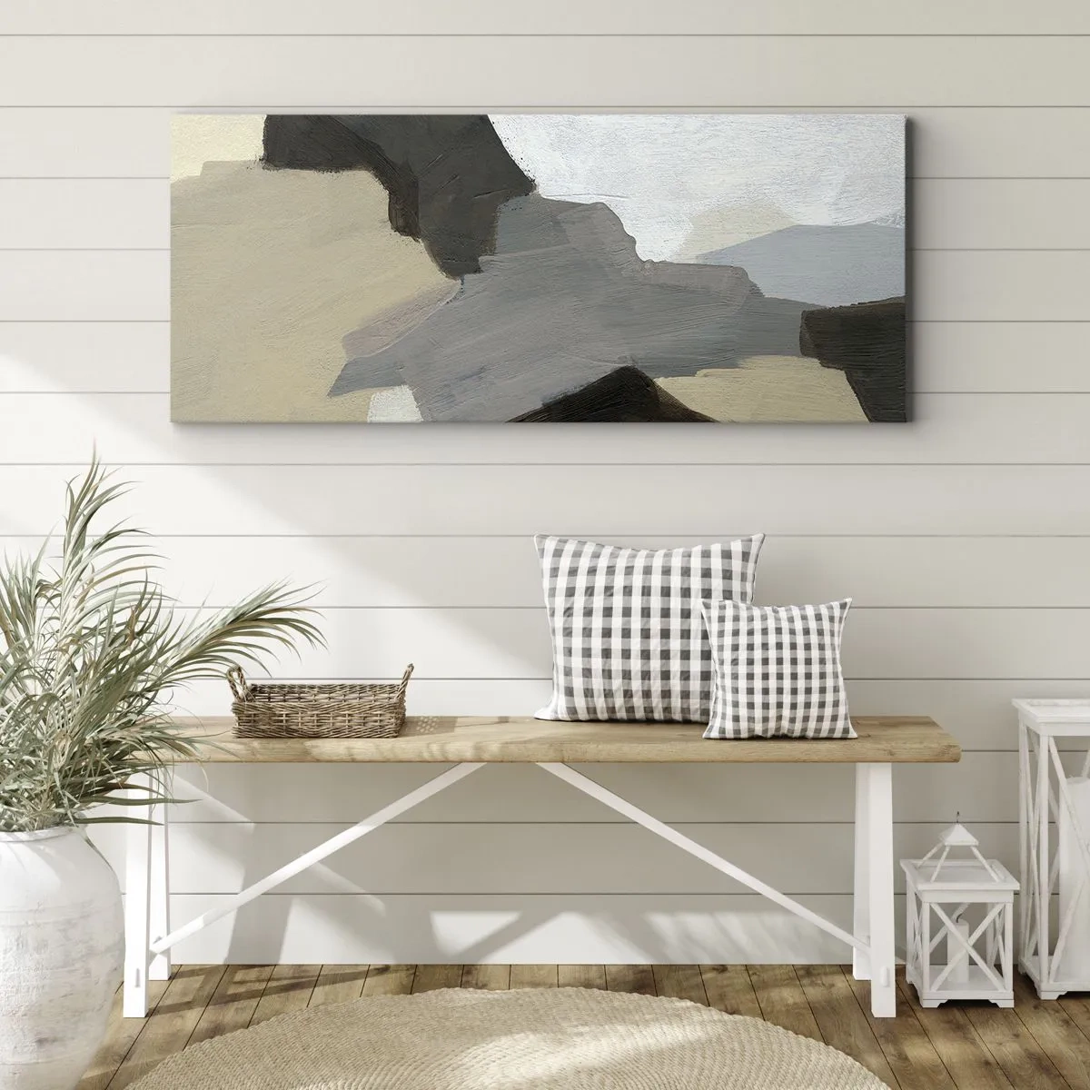 Obraz na płótnie - Abstrakcja: rozstaje szarości - 100x40 cm