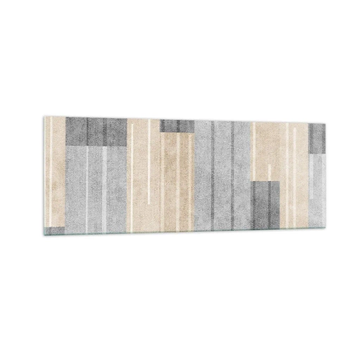Obraz na szkle - Geometryczna kompozycja w odcieniach szarości i beżu - 140x50cm - Kompozycja: trzymać pion - Nowoczesna dekoracja ścienna do salonu i sypialni ARTTOR