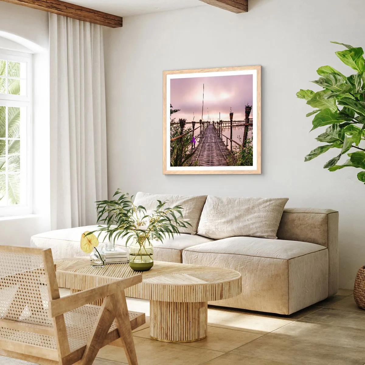 Plakat w ramie jasny dąb - Spokój i cisza Azji - 40x40 cm