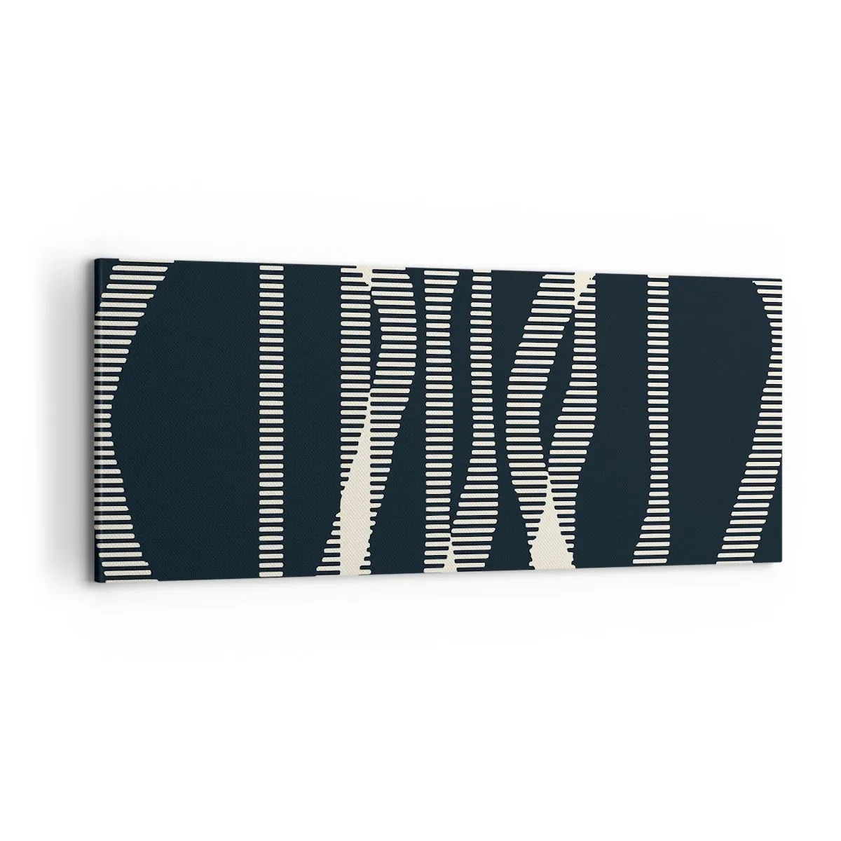 Obraz na płótnie - Geometryczne linie w jasnych odcieniach na ciemnym tle - 120x50cm - Próba przełamania ciemności - Nowoczesna dekoracja ścienna do salonu i sypialni ARTTOR