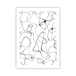 Plakat - Abstrakcyjne czarne linie na białym tle - 50x70cm - Ścieżki życia, koleje losu - Nowoczesna dekoracja ścienna do salonu, kuchni i sypialni ARTTOR