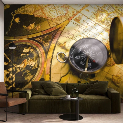 Fototapeta Premium Sand - A może na kraniec świata? - Podróże , Mapy Świata, Kompas - 400x280 cm
