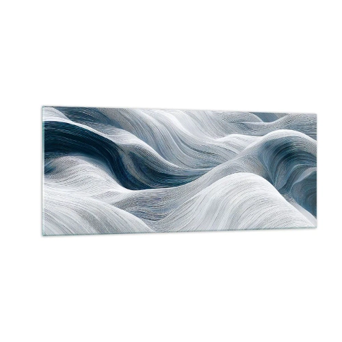 Obraz na szkle - Biało-błękitne fale - 100x40 cm