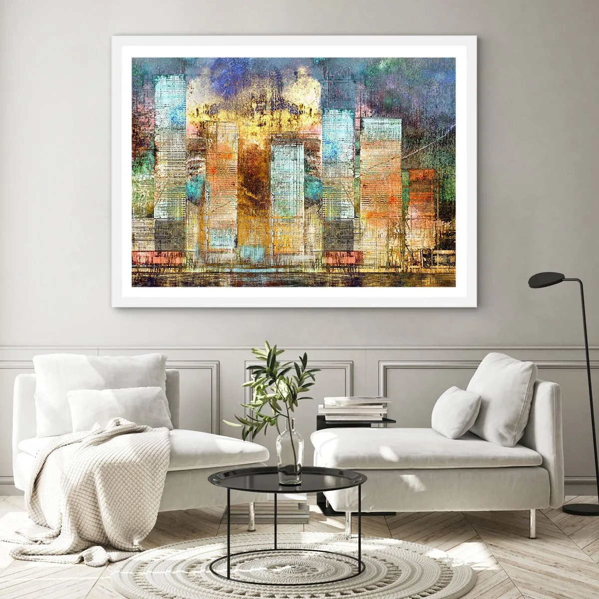 Plakat w białej ramie - Słoneczna metropolia - 100x70 cm