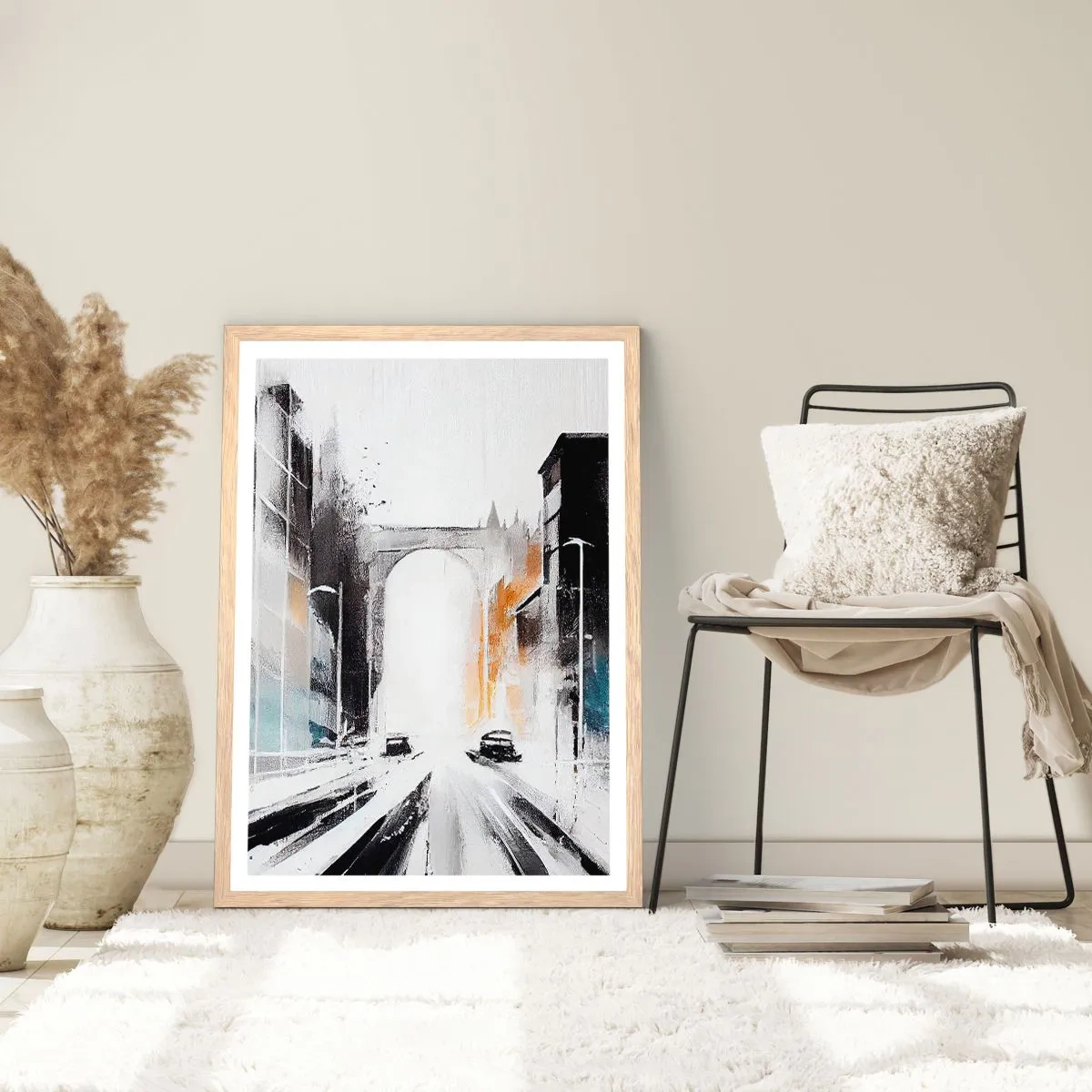 Plakat w ramie jasny dąb - Studium miasta: architektura i ruch - 61x91 cm