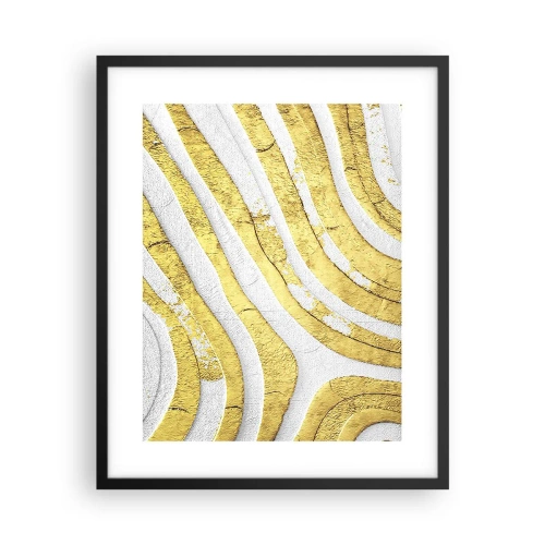 Plakat w czarnej ramie - Kompozycja w bieli i złocie - 40x50 cm
